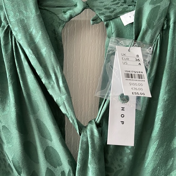 TOPSHOP TIE NECK JACQUARD CROP JUMPSUIT - Picture 3 of 5